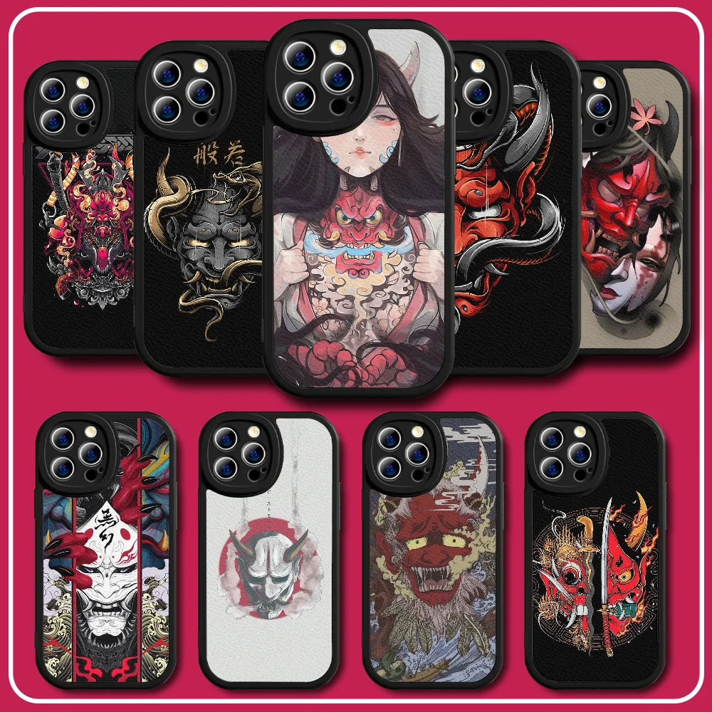 

Demon Spirit Japanese Silicone Lambskin Leather Phone Case For iPhone 7 8 11 12 13 14 Se X Xs Xr Pro Max Plus Mini Cover