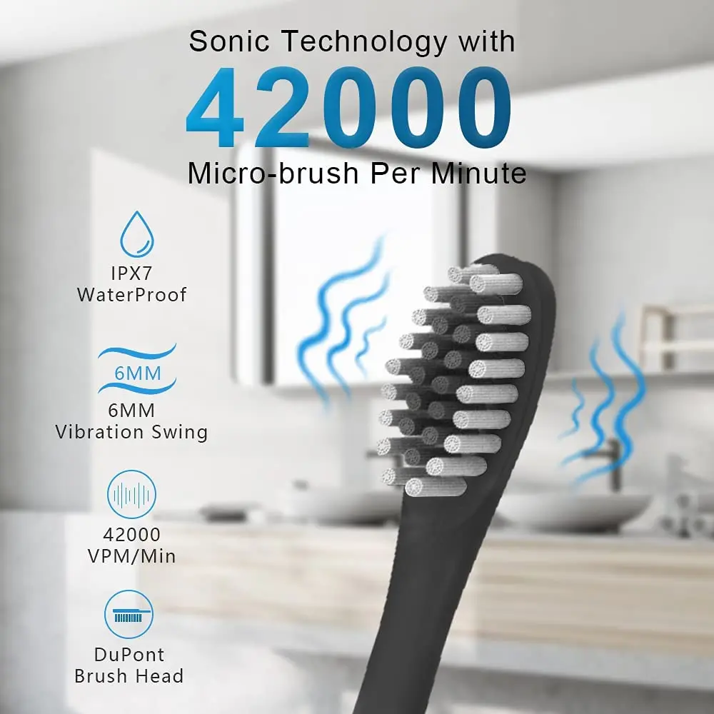 Teeth whitening Electric Sonic Toothbrush Rechargeable Adult Waterproof oral Electronic Tooth Brushes Replacement Heads sound wa enlarge