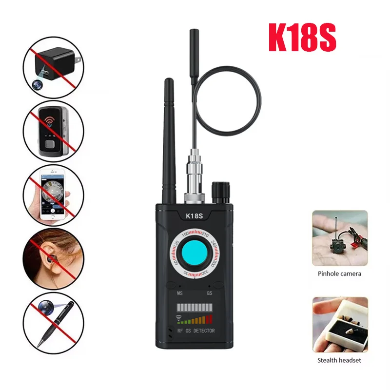 

K18S Upgrade RF Signal Hidden Camera Detector Anti Spy Candid Pinhole Micro Cam Scan Magnetic GPS Locator GSM Secret Bug Finder