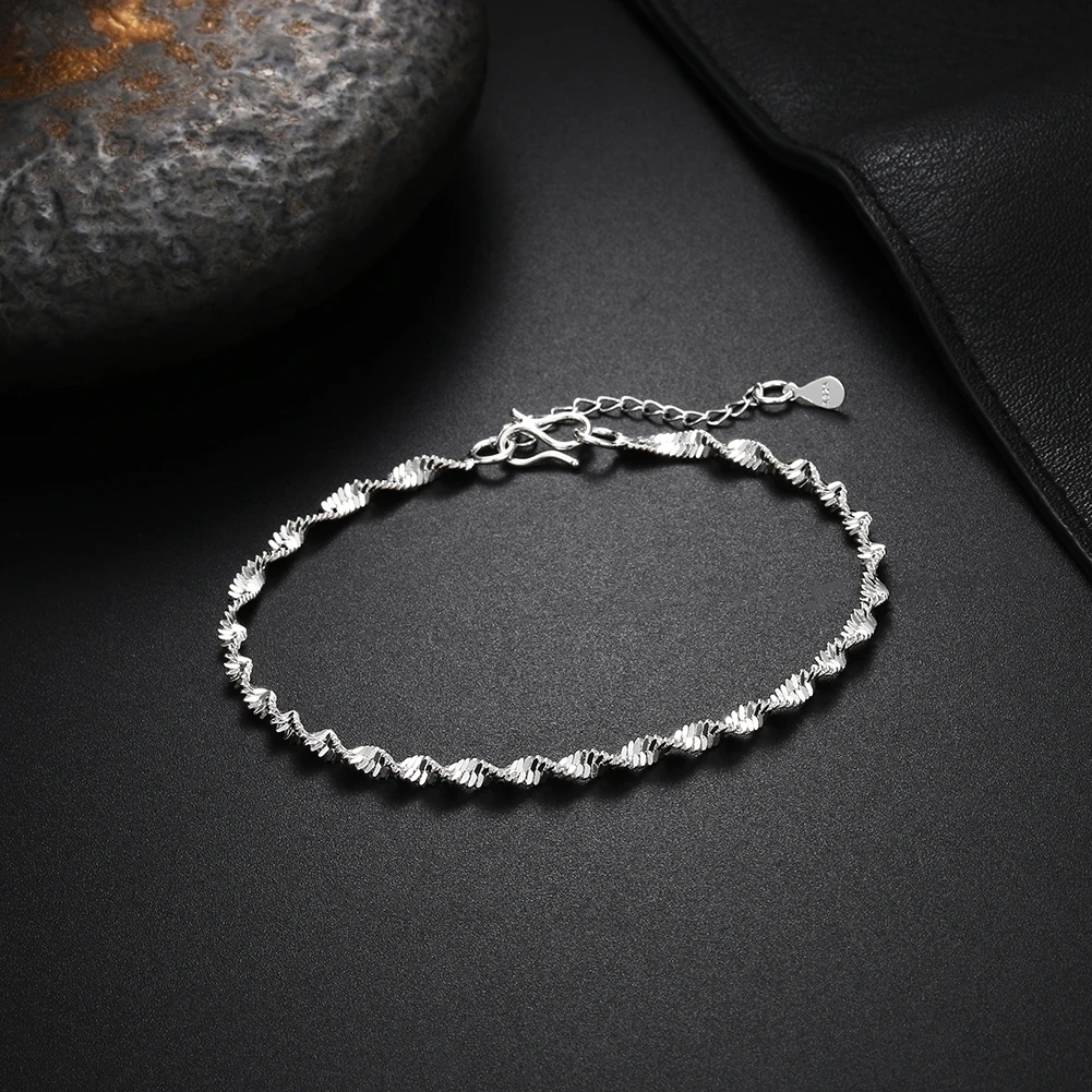 

Special offer new 925 Stamp Silver color Geometry Twisted Chain Bracelet for Women Men Fashion Wedding Fine Jewelry Gift