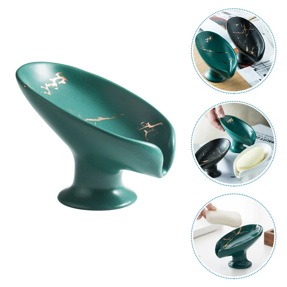 

Soap Dish Holder Drainingceramic Shower Self Bar Bathroom Container Leaf Dishes Tray Kitchen Box Sink Shape Travelstand Drain