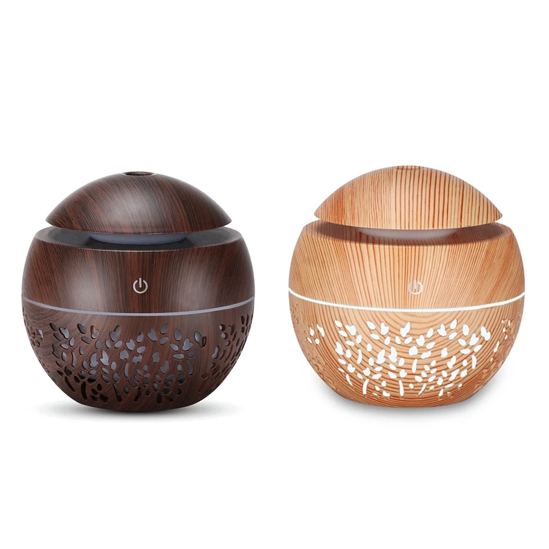 

2Set USB Humidifier Aroma Essential Oil Diffuser Mist Air Purifier Single Room Dark Wood Grain & Light Wood Grain