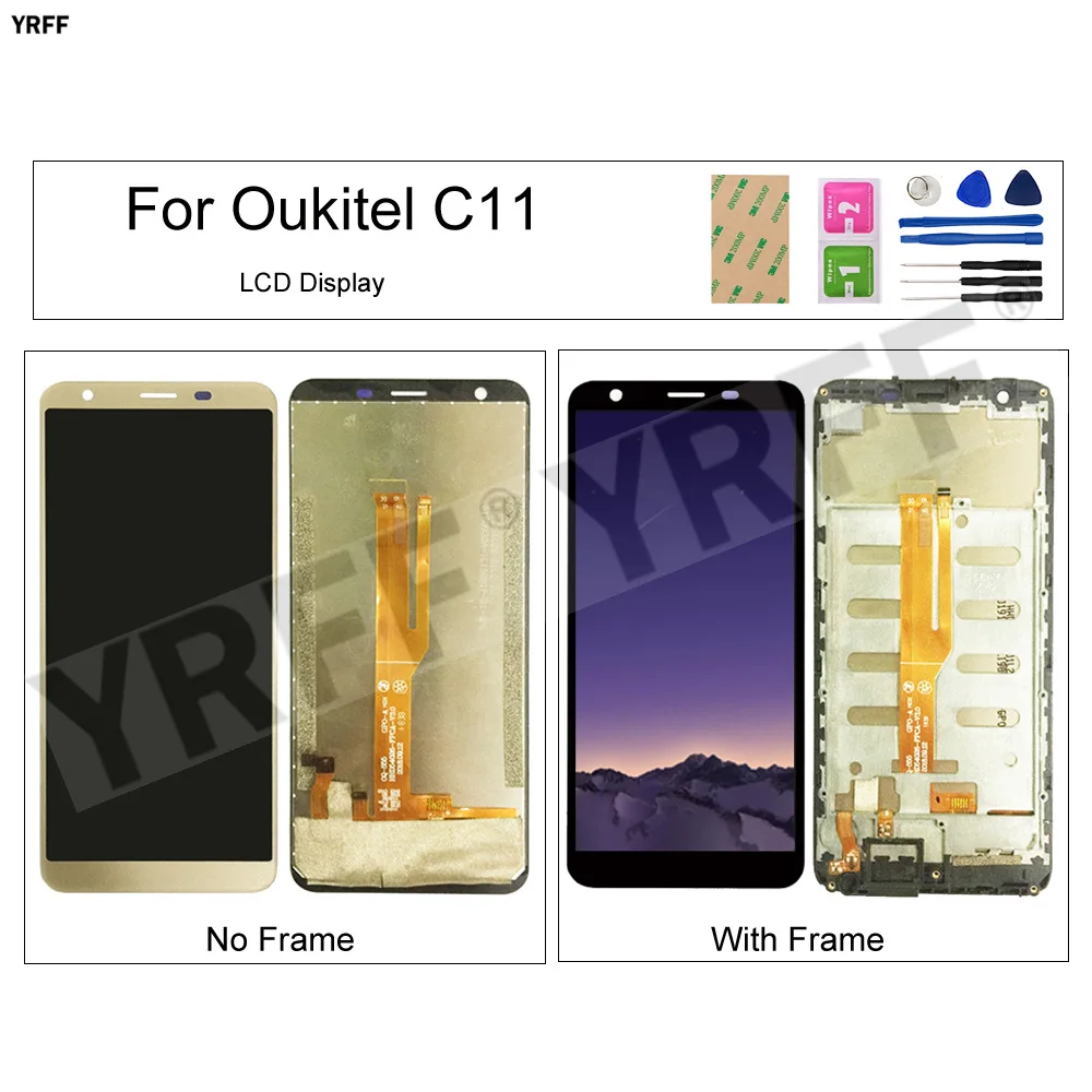 for oukitel c11 with frame lcd screens for oukitel c11 lcd display touch screen digitizer assembly phone replacement parts free global shipping