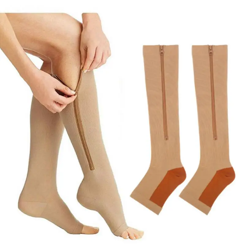 

Компрессионные носки, чулки, спортивные нажимные длинные велосипедные носки на молнии, профессиональная поддержка ног, толстые женские носки, спортивные носки