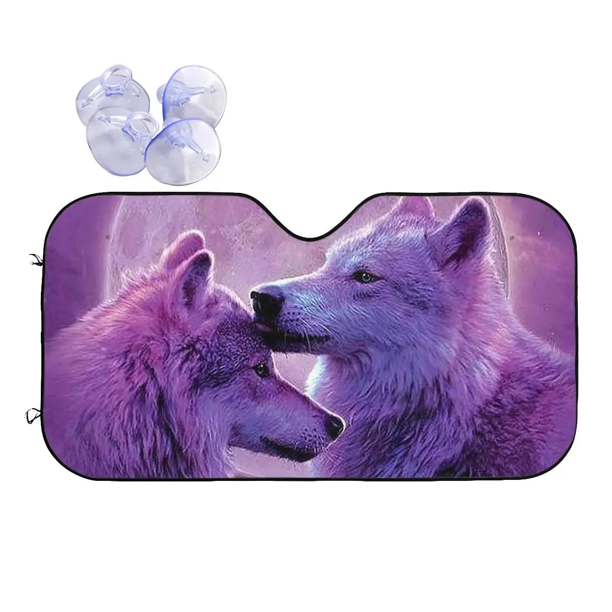 

Beautiful Wolf Cartoon Windshield Sunshade Galaxy Moon Lovely Novelty Car Front Windshield Car Sunshade Sunscreen Curtain
