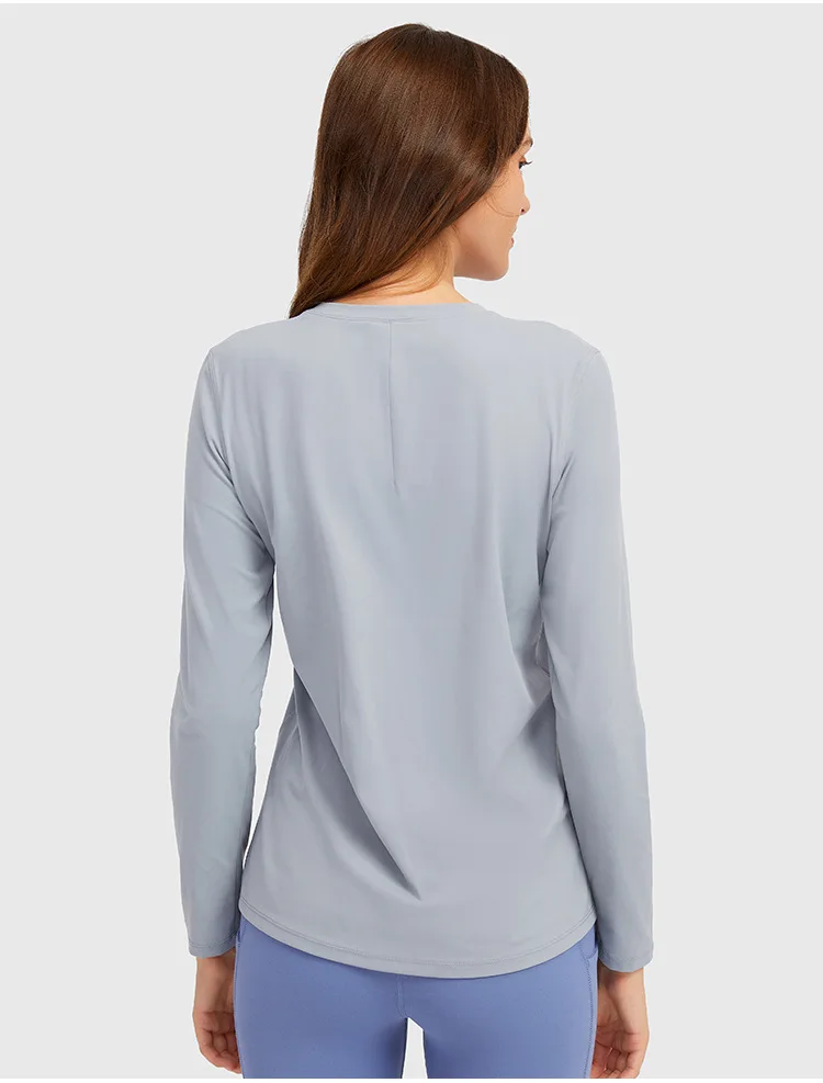 LuluWomen's Long Sleeve Top Gym Shirt Womens Clothing Crop Top Breathable Outdoor Jogging Workout Blouses Sportswear T-shirt