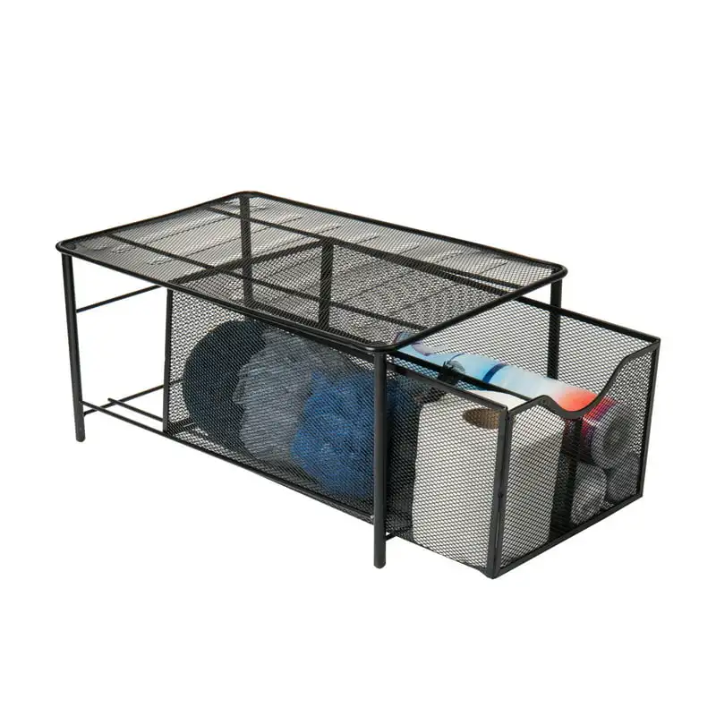 

Network Collection, 2-Compartment Sliding Basket Storage, Kitchen, Desk, Makeup, Cabinet Organizer, Metal Mesh, Black