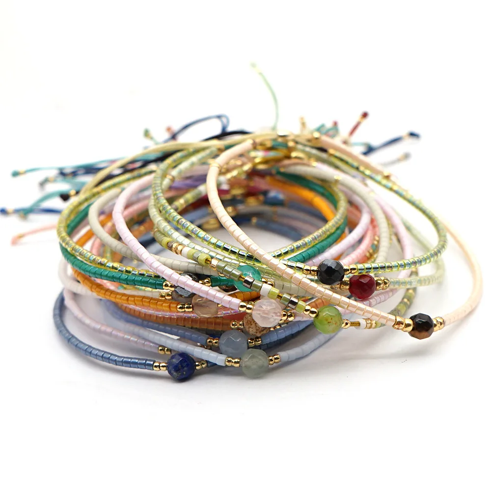 

10pc Bohemian Seed Beads Braided Friendship Rope String Bracelet Multicolor Thread Stretchable Bangles Wristband for Women