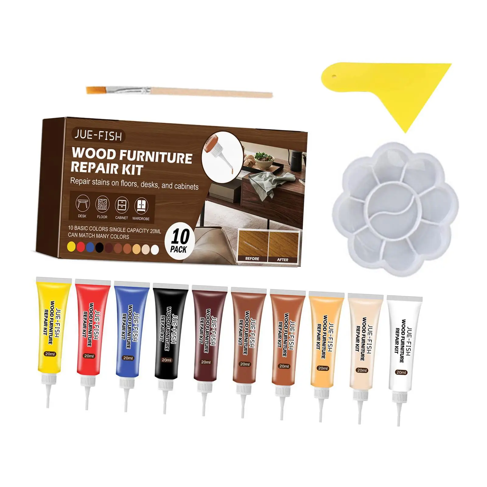 

Wood Furniture Repair Kit 10 Colors Wood Fillers for Discoloration Tables