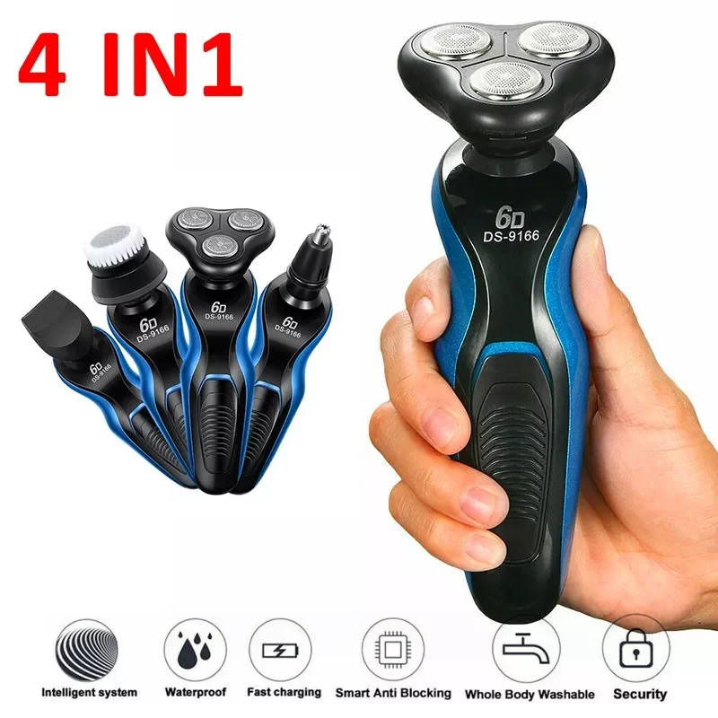 

NEW2023 4 in 1 Safety For Man Beard Shaver Waterproof Cordless USB Rechargeable Eyebrow Nose Ear Hair Removal Trimmer