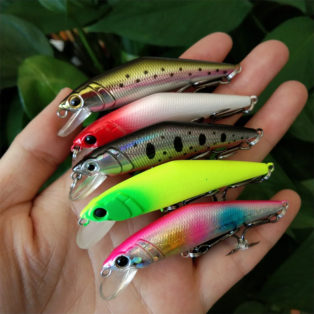 

Swolfy 5pcs 65mm 7.8g Bass Sinking Lure Minnow Wobblers Artificiali Hard Fshing Lures for River Trout Area Bass Pike Perch