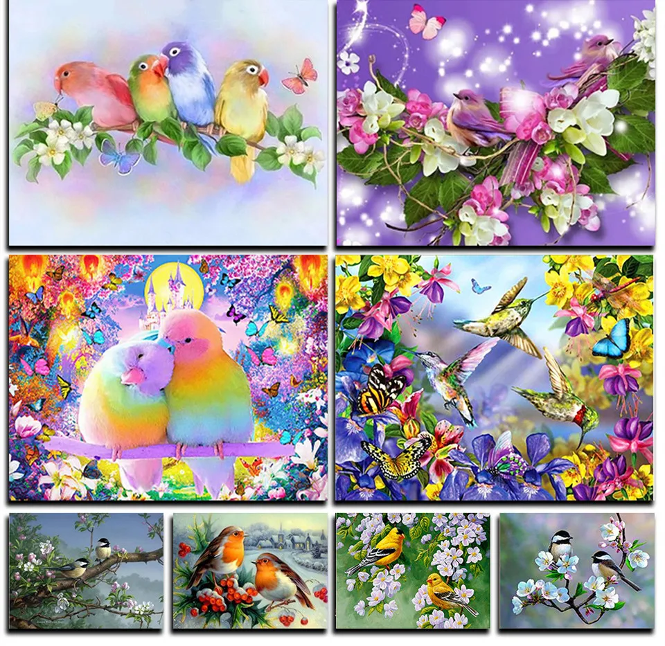 

AB Diamond Embroidery Bird Cross Stitch Home Decoration Full Drill Diamond Painting Animal Tree Mosaic Rhinestones Picture Art