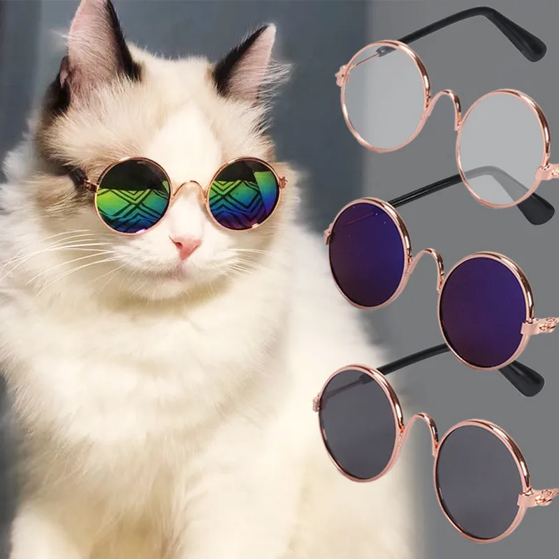 

Dog Sunglasses Cat Pet Products Lovely Vintage Round Reflection Eye Wear Glasses for Small Dog Cat Pet Photos Props Accessories