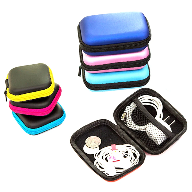 

1 Pcs Portable Headphone Case Data Cable Storage Organizer Box Mini Earphone Storage USB Cable Protective Houseghold Organizer
