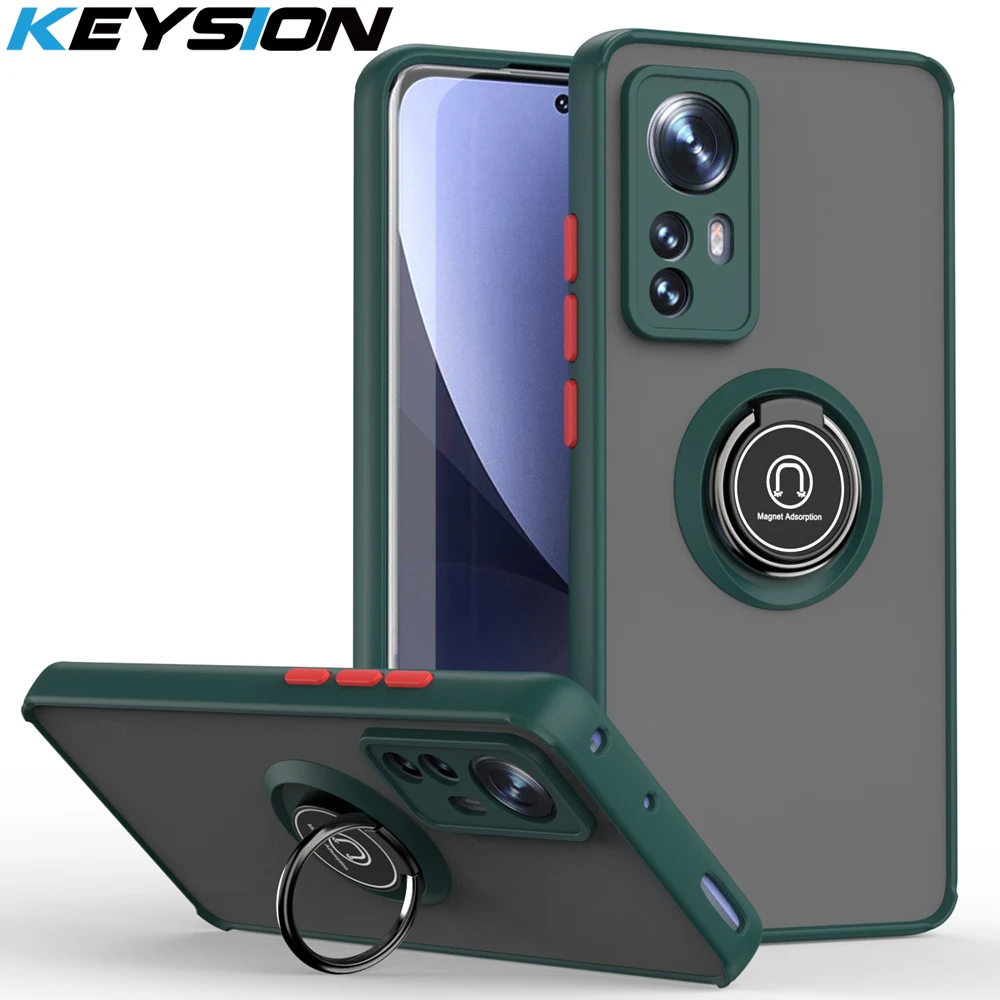 Модный матовый чехол KEYSION для Xiaomi 12 12X Pro с прозрачным кольцом и подставкой