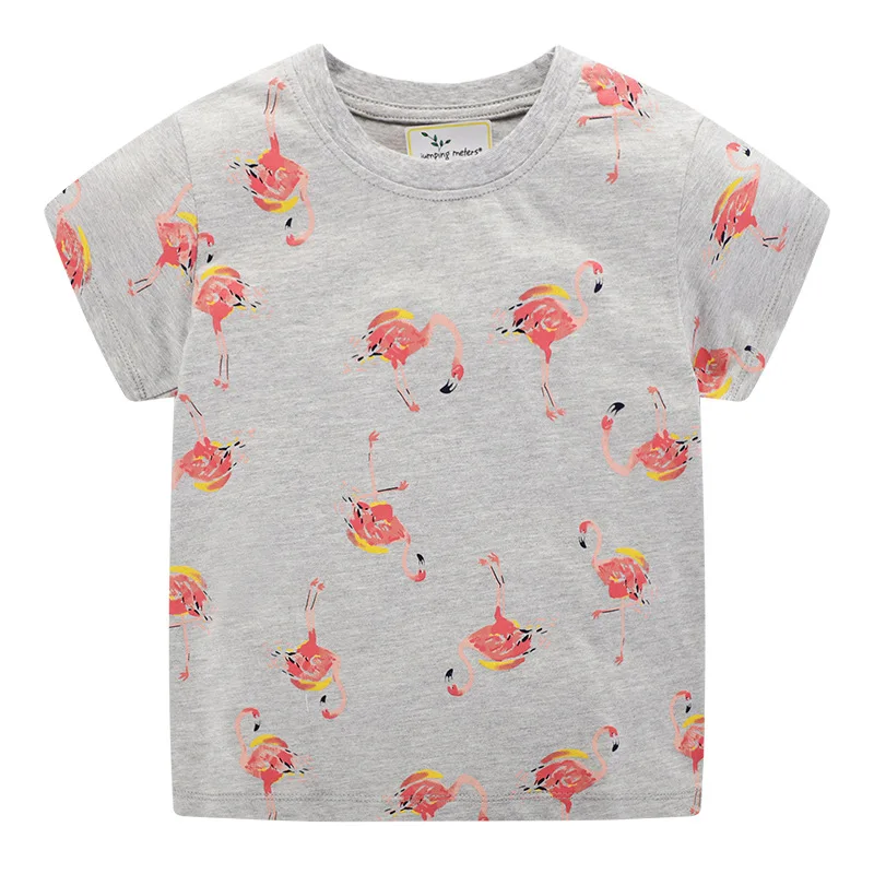 

Jumping Meters 2-7T Girls Summer Clothing With Flamingo Print Kids T Shirts Short Sleeve Baby Costume Tees Toddler Tops