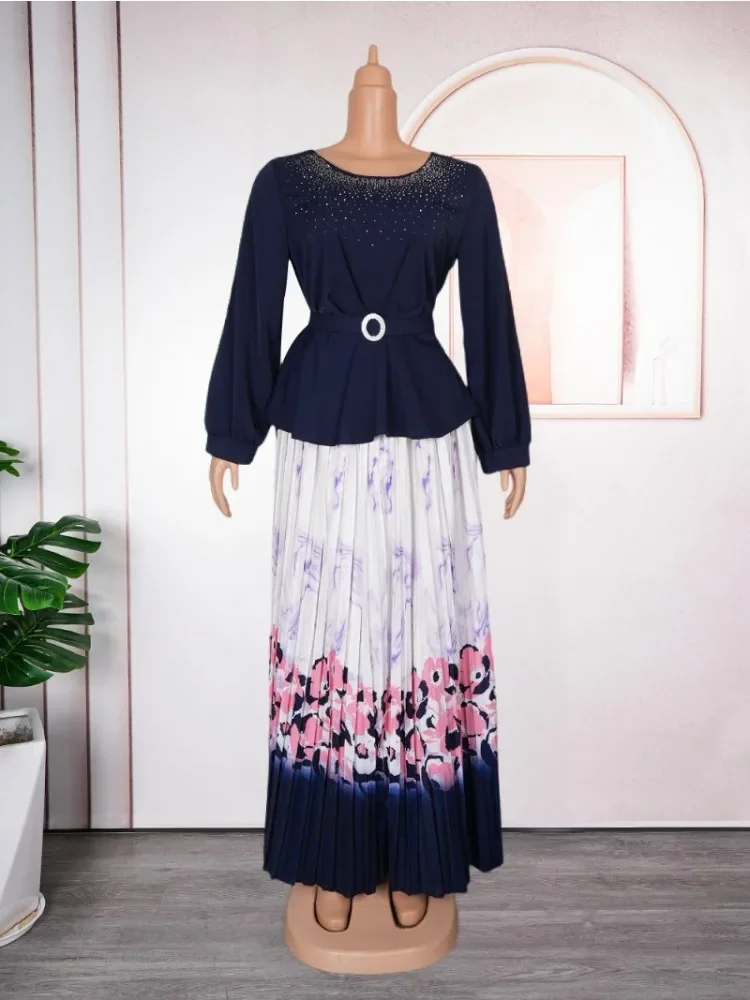 Платье женское длинное вечернее в африканском стиле с длинным рукавом и круглым