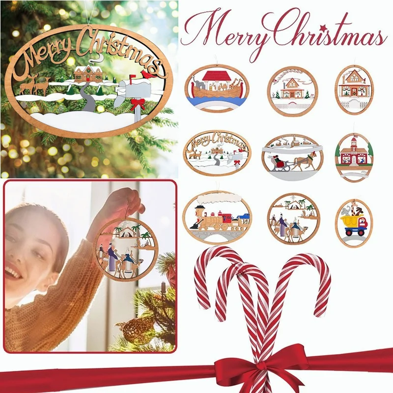 

Creative Christmas Decoration Wooden Pendant Christmas Tree Hanging Signs Home Decor Xmas New Year Gifts 2022 navidad noel kerst