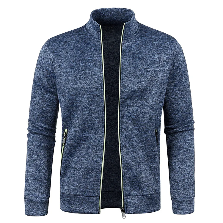 

Solid Color Coat Men Spring Autumn Men's Zipper Knit Long Sleeves Thin Cashmere Fashion Top Sweater Coat