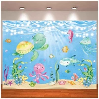 Under The Sea Baby Shower Photography Backdrop Summer Ocean Theme Boy Birthday Party Background Cute Turtle Starfish Decoration