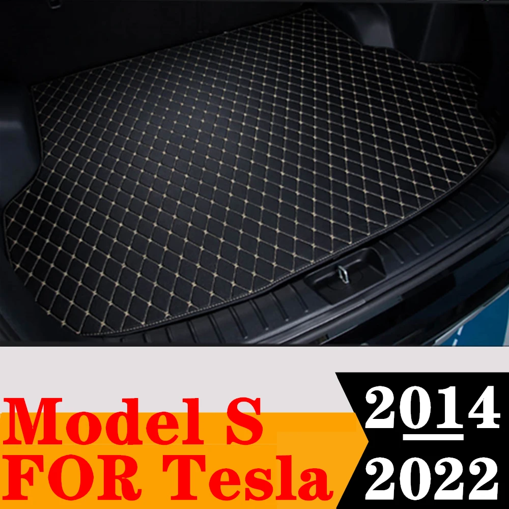 

Sinjayer Car AUTO Trunk Mat ALL Weather Tail Boot Luggage Pad Carpet Flat Side Cargo Liner Cover FIT For Tesla Model S 2014-2022