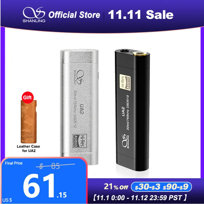 Kup Shanling UA2 Przenośny Kabel USB DAC Wzmacniacz Audio Typ C Do 2.5/3.5mm Wyjście Kompatybilny IOS Android PCM768 DSD512