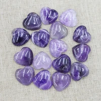 2019mm new natural stone heart shaped amethyst cabochon ornament no hole beads charms making jewelry diy ring accessories 24pcs