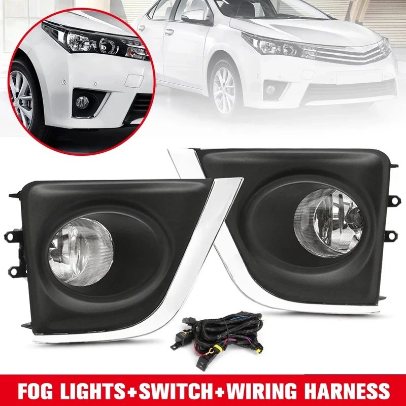 

Car Clear Bumper Fog Lights Lamps Switch+Bracket+Wiring FIT For Toyota Corolla 2014-2016