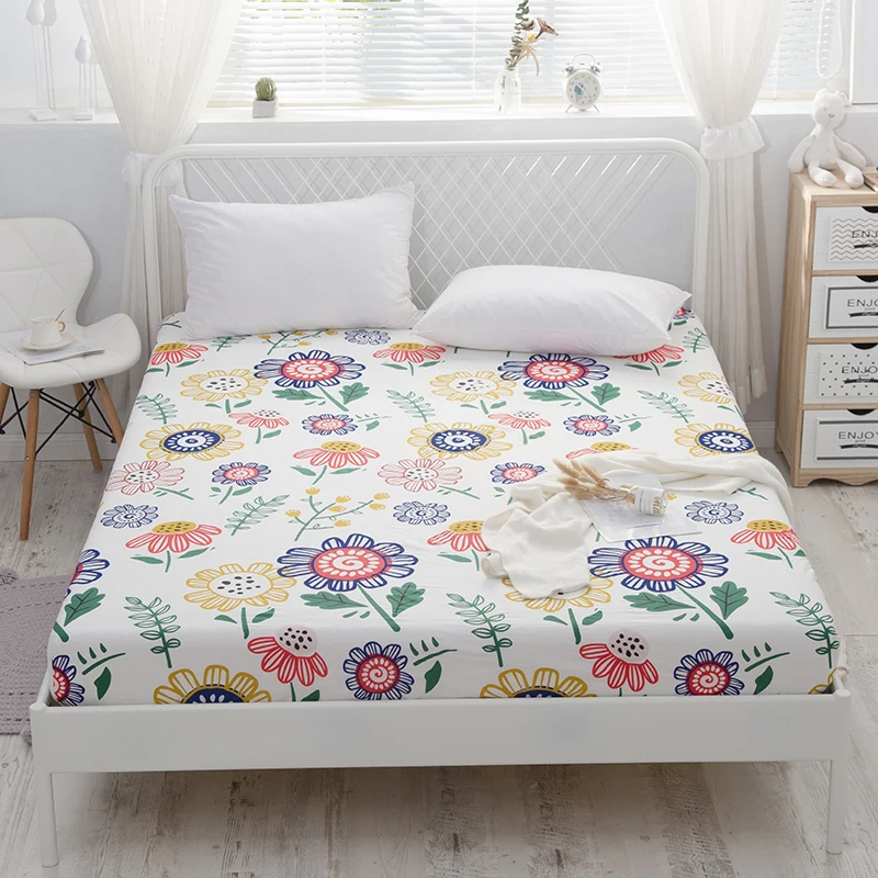 

Kuup New 1pc Pure Cotton Soft Fitted Sheet Luxurious Double Queen King Size Bed Sheet with Elastic Bottom Sheet Cotton For Adult