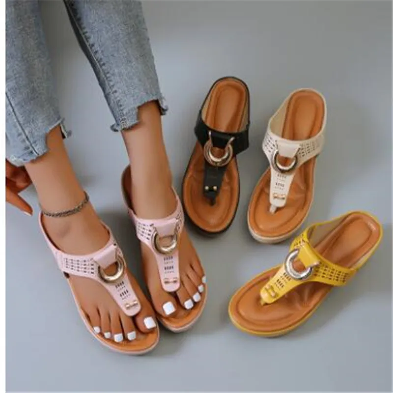 

2023 Summer Women's Sandals Rome Wedges Slippers Causal Platform Beach Shoes Plus Size 43 Flip Flops Comfortable Ladies Slides