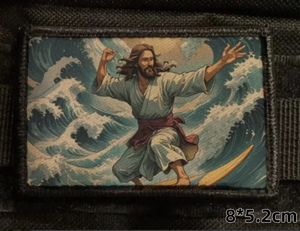 Тактическая нашивка волк в овчине забавная с принтом Иисуса на липучке эмблема