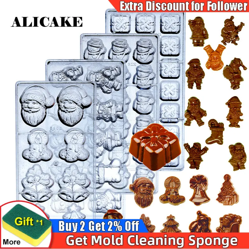 

Рождественские 3D шоколадные формы из поликарбоната Санта-Клауса Кондитерские хлебобулочные Кондитерские инструменты для шоколада формы л...