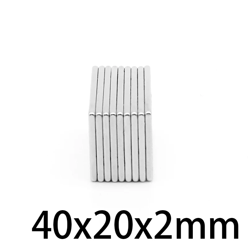 2/5/10/15/20/50PCS 40x20x2mm Block Strong Powerful Magnets Long Rectangular Permanent Neodymium Magnet Sheet 40x20x2 40*20*2 mm - купить по