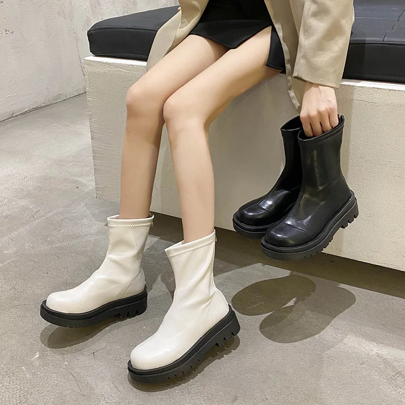 

Туфли Челси на плоской подошве, женские ботинки с круглым носком, Осенние роскошные дизайнерские ботинки-женские модные ботильоны на молни...