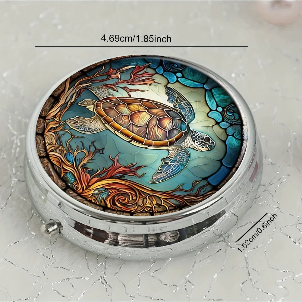 Красивая круглая аптечка в виде черепахи 3 отделения мини-декоративный карманный