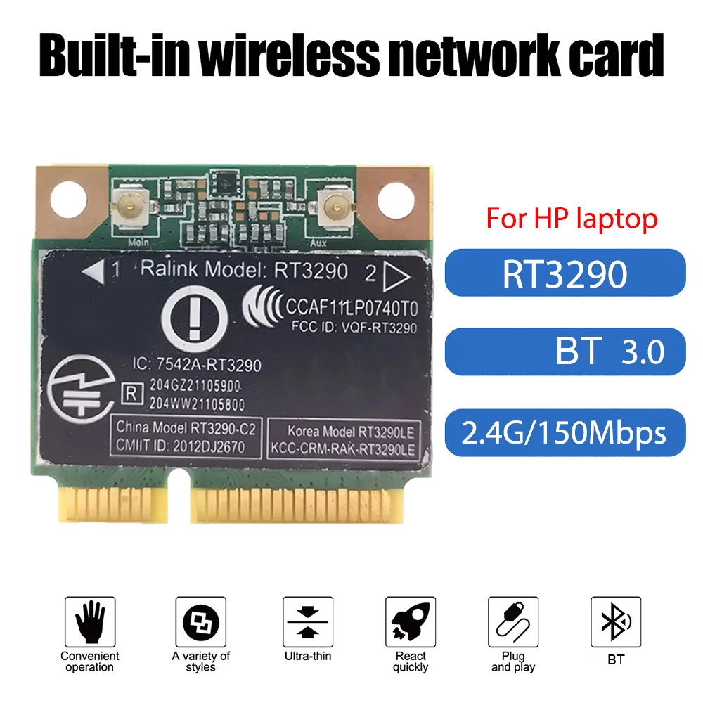 Беспроводная сетевая карта RT3290 2 4 ГГц 150 Мбит/с 802.11b/G/N PCIE Wlan Wi-Fi BT WIFI адаптер для HP