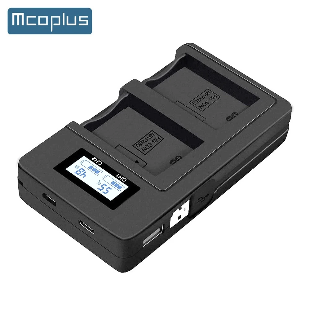 Зарядное устройство Mcoplus NP-FW50 с ЖК-дисплеем для Sony A7II A7 A7RII A7SII A7S A7S2 A7R A7R2 A6500 A6400 A6300 A6000 RX10