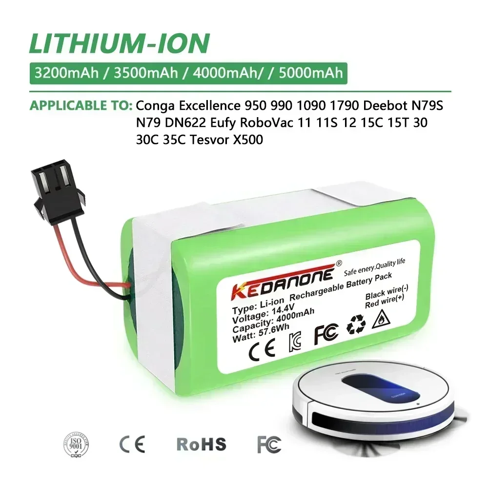 Литий-ионный аккумулятор 14 4 В 0 Ач для Cecotec Conga Excellence 950 990 1090 Ecovacs Deebot DN621 601/605 Eufy RoboVac