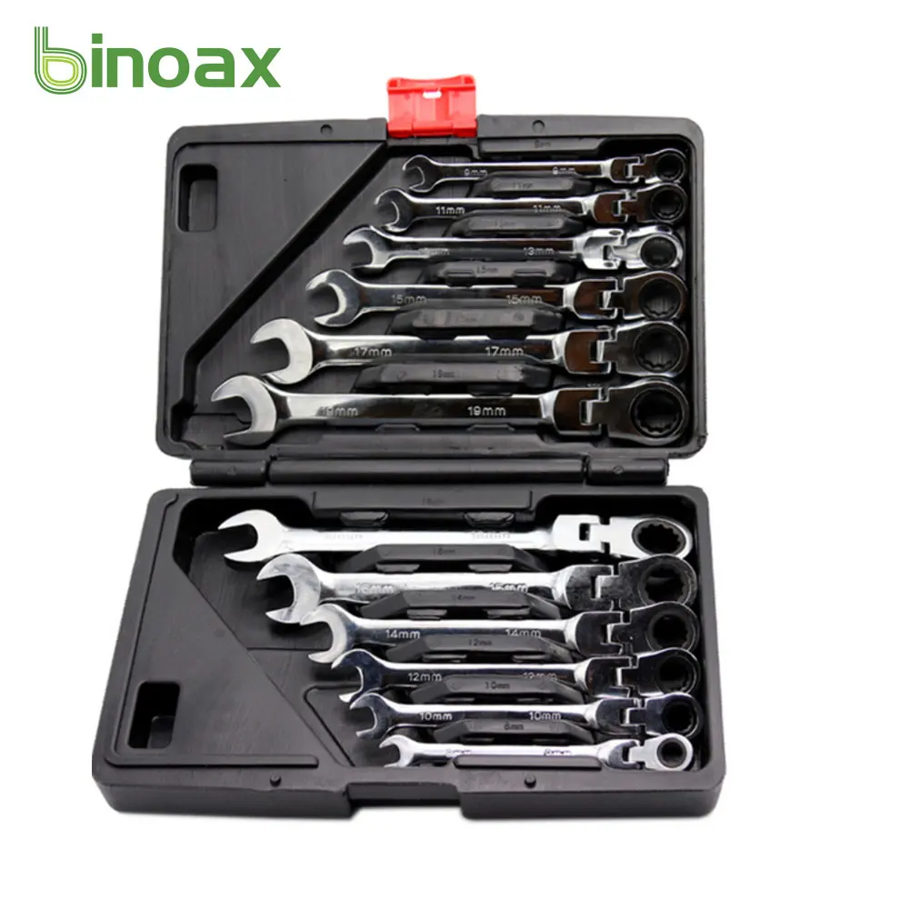Binoax Ratcheting Wrench Set Combination Ended Spanner kits Chrome Vanadium Steel Hand Tools Socket Key Ratchet Wrench set