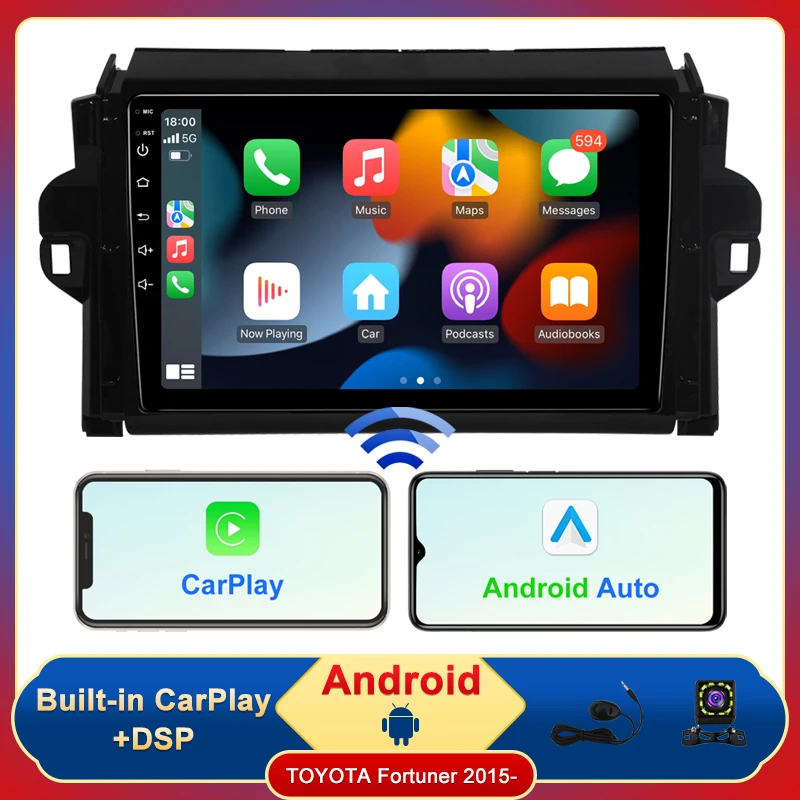 

2 Din Andriod 11 Car Radio For TOYOTA Fortuner /Toyota SW4 2015- Multimedia Video Player Navigation GPS Carplay Stereo Head Unit