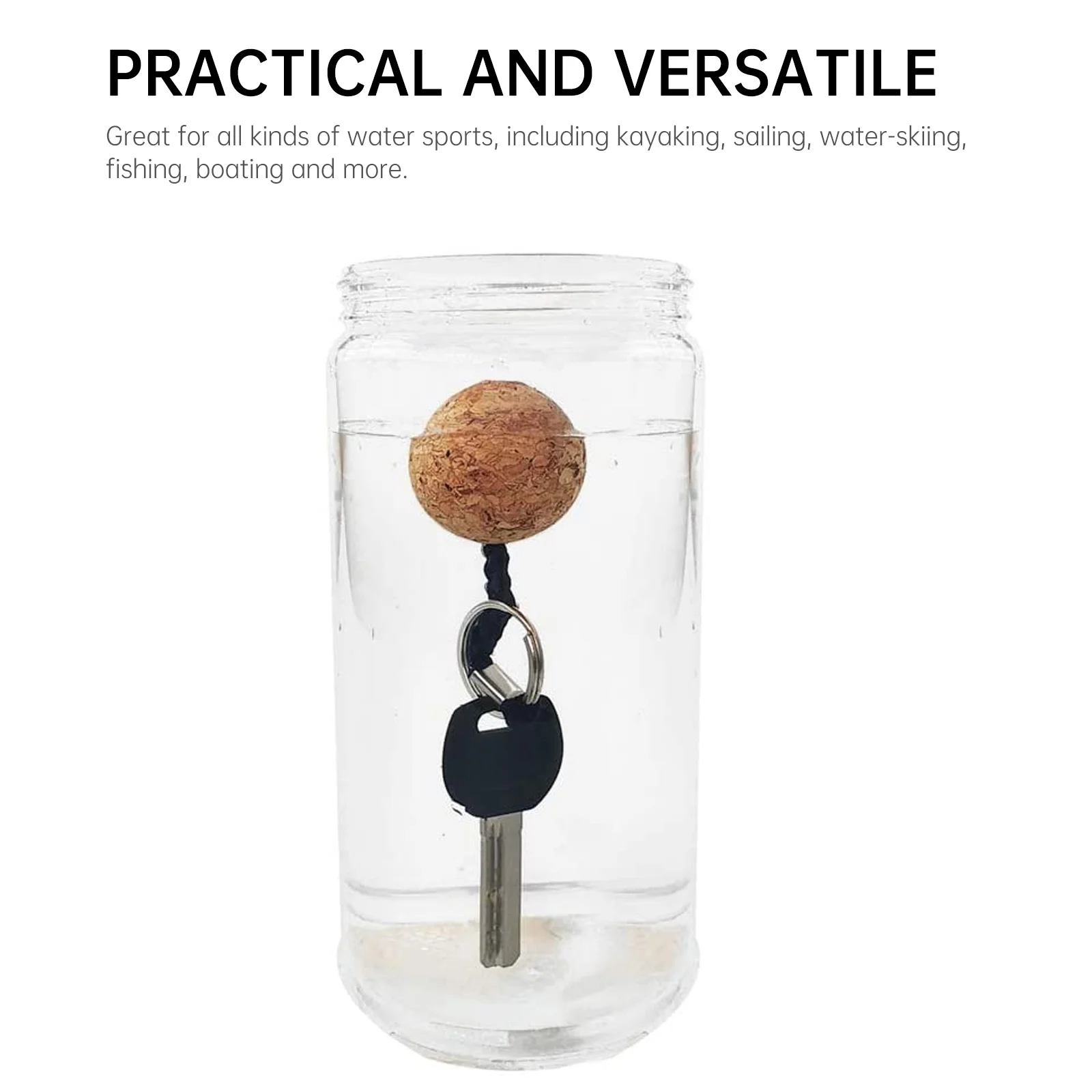 

2 Pcs Outdoor Cork Float Circle Key Ring Foam Floating Keychain Wooden Floatable