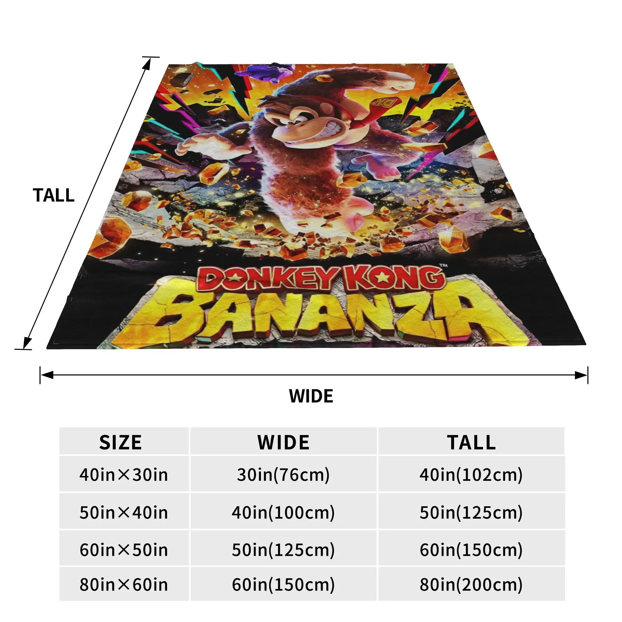 Фото Игровое одеяло Donkey Kong Bananza, мягкое теплое плюшевое одеяло с узором для мальчиков и девочек, уличное фланелевое покрывало, покрывало на кровать №5