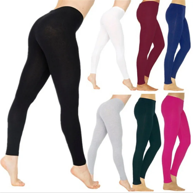 

Fashion Women Skinny Stretchy Pants Casual Sport Fitness Leggings Leggings White Black Grey Solid Color