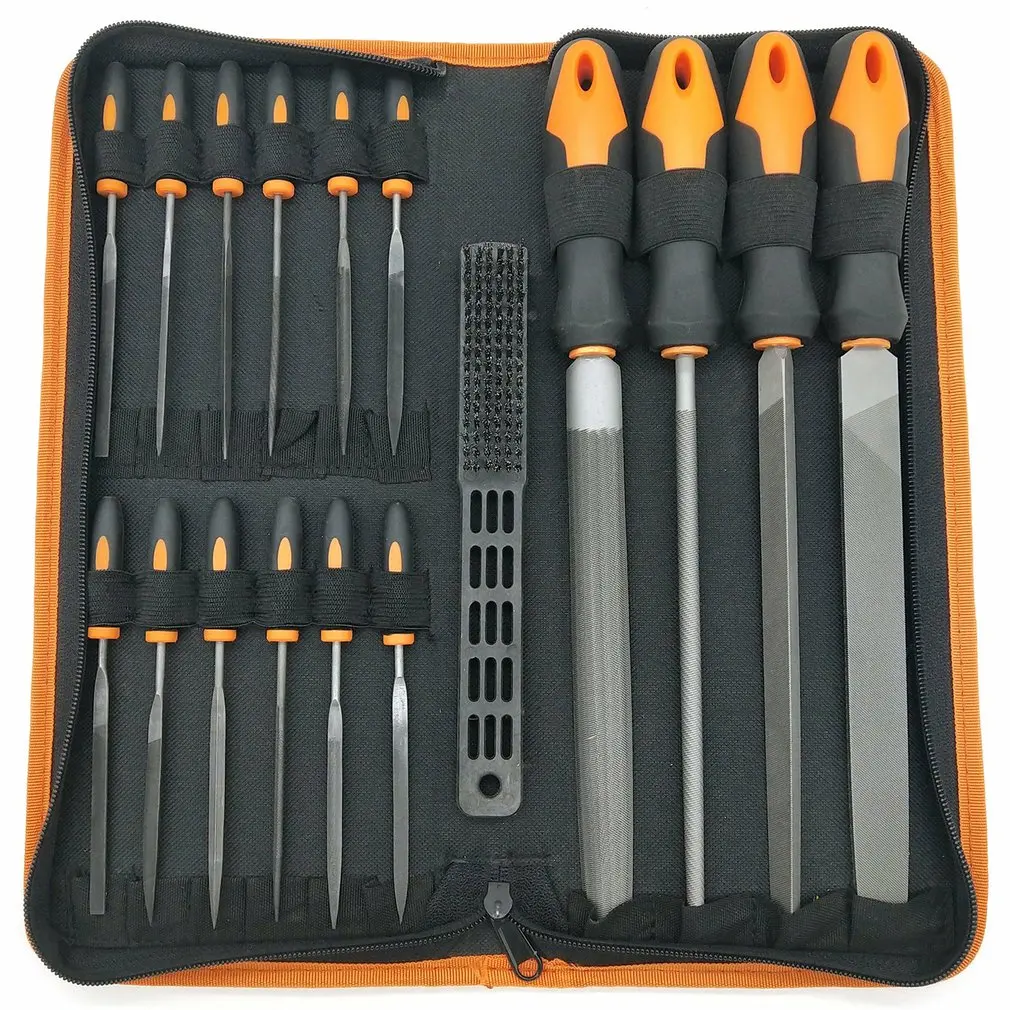 

File Set 18pcs Combination Metal Steel File Grinding Iron Grinding Tool 16 Pieces Hanging Bag Grinding Round Triangular File