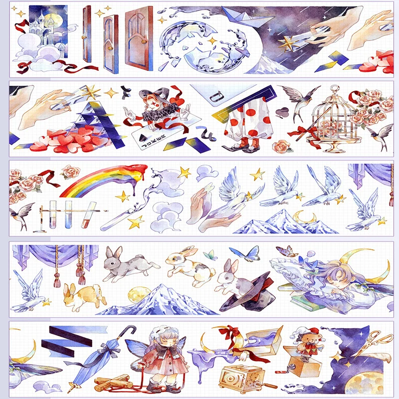 

1 Loop Magic Night Meow Journal Washi Paper Tape PET Decorative Collage