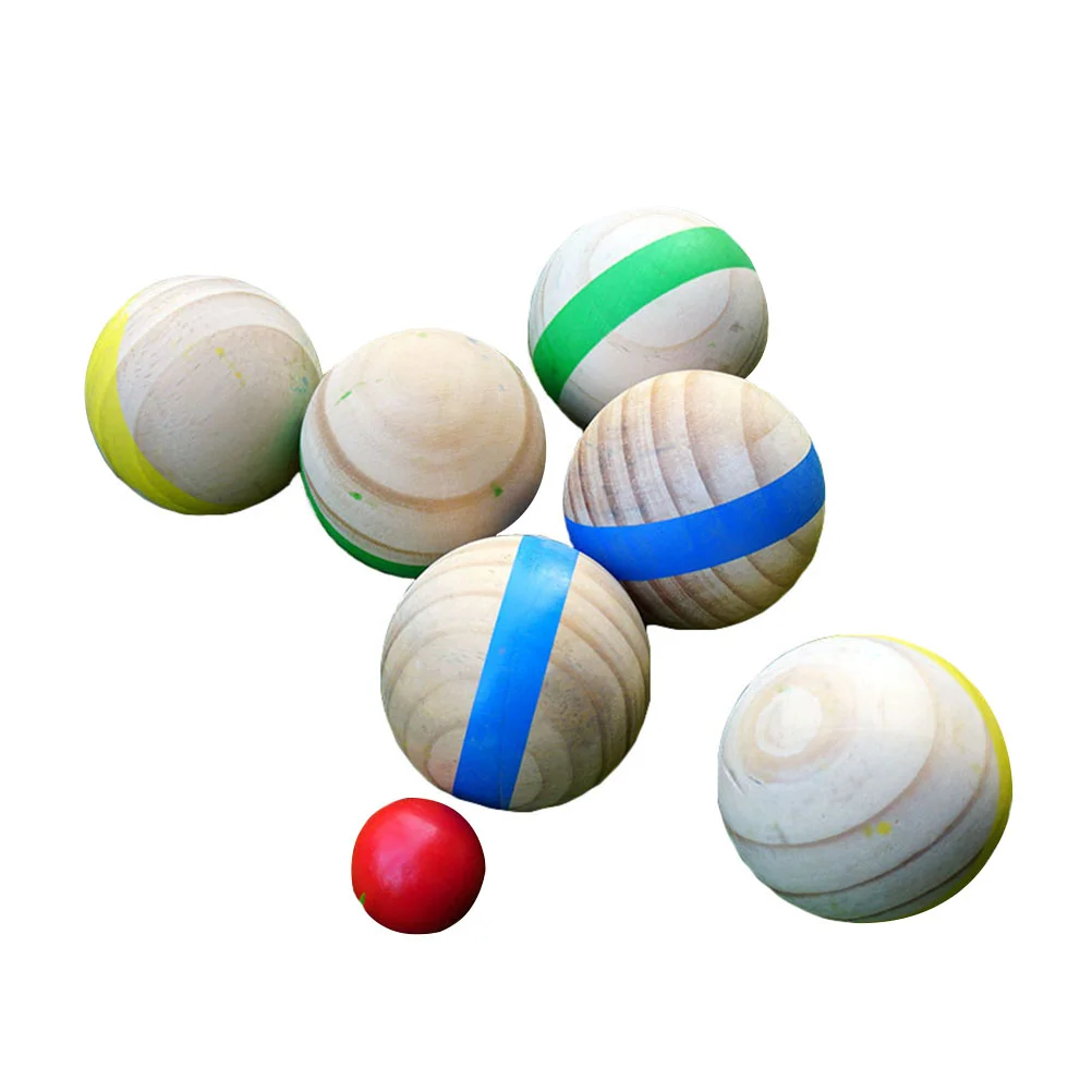 

7Pcs Creative Wooden Balls Children Rolling Balls Outdoor French Style Bocce