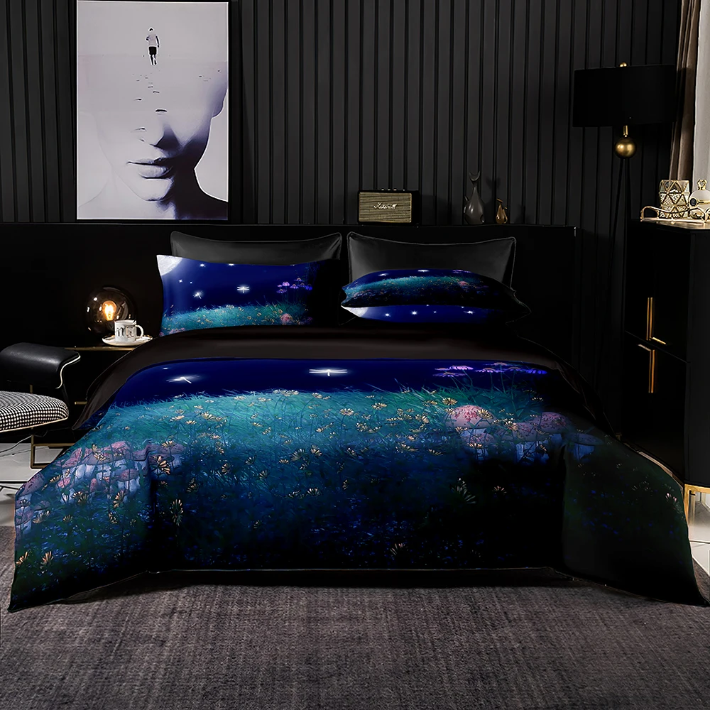 Beautiful Man In The Moonlight Pattern Набор пододеяльников для пуховых одеял 210x210 приятный кожи