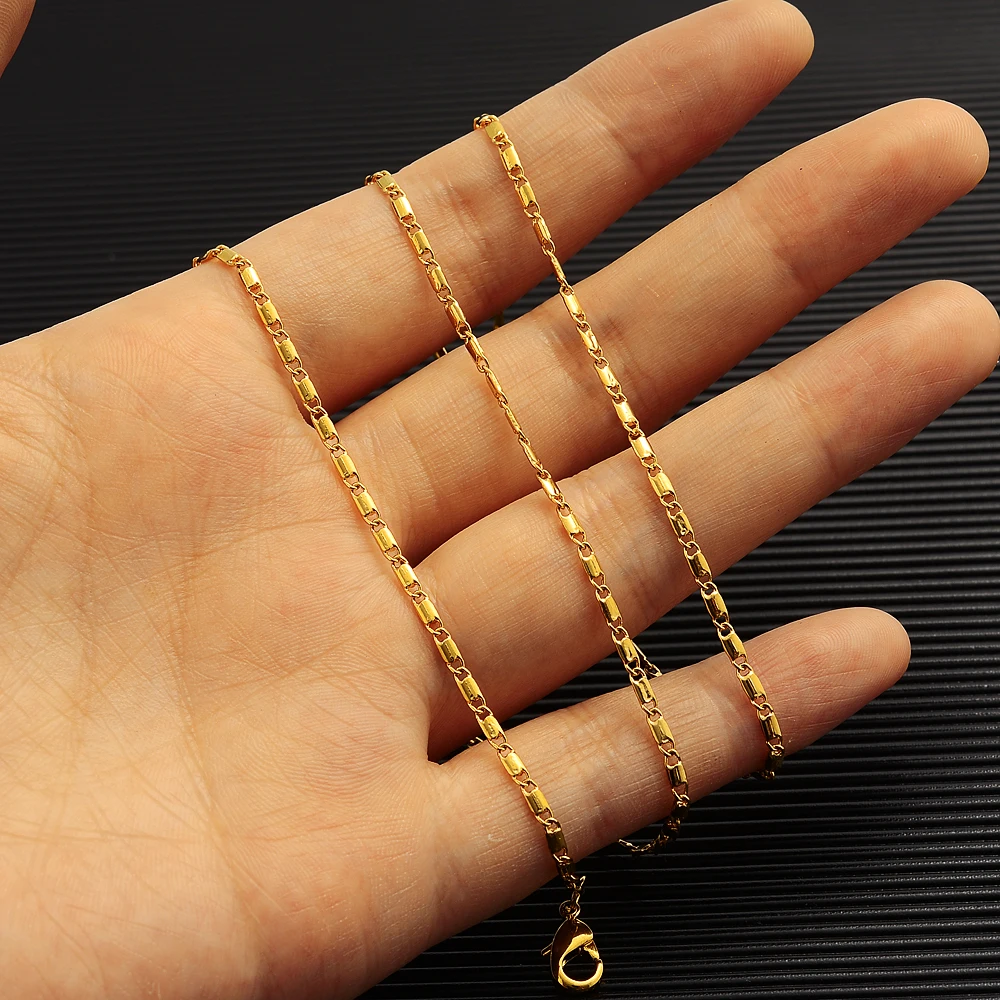 

Gold Color Chain Necklaces for Women Girls Dubai Africa Party Jewelry Arab Ethiopian Chain Jewellery Gifts