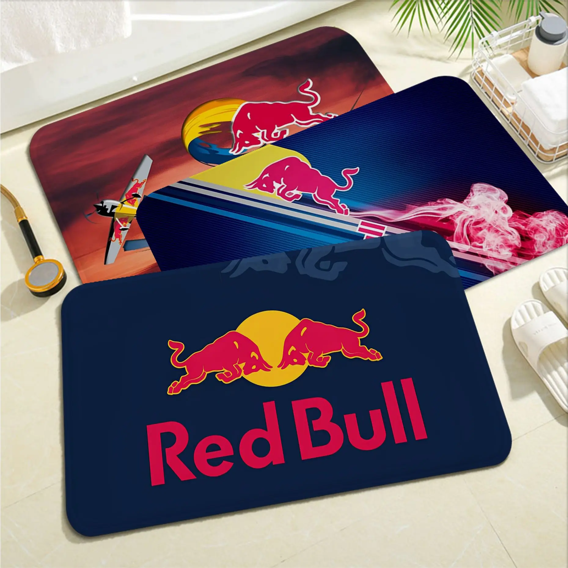 

R-Red Bull Floor Mat Anti-slip Absorb Water Long Strip Cushion Bedroon Mat Modern Home Decor