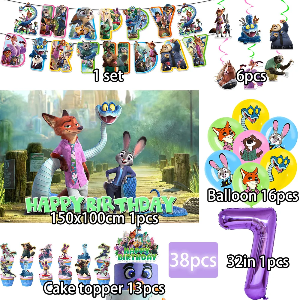 

Мультфильм Zootopia2 украшение на день рождения Zootopia баннер фон украшение торта воздушный шар детский подарок на день рождения детский душ